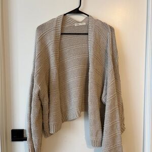 Pull&Bear Chunky Open Cardigan in Light Taupe